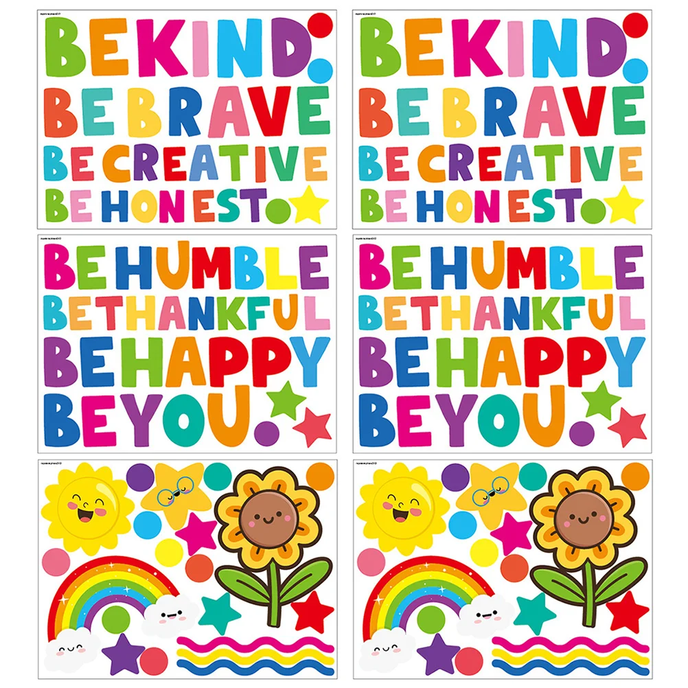 

6 Sheets Alphabet Stickers Colorful Motivational Wall Classroom Inspirational Posters Decals Pvc Decors Decorations Work Office
