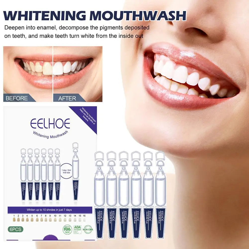 6pcs 2ml Whitening Mouthwash Portable Fresh Breath Teeth Stain Removel Mouthwash Oral Cleaning Tools For Travel
6pcs 2ml Whitening Mouthwash Portable Fresh Breath Teeth Stain Removel Mouthwash Oral Cleaning Tools For Travel