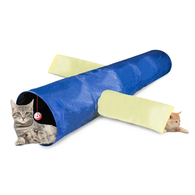 

Toy Tunnel Tube 3 Way Tunnels Collapsible Kitten Playing Tent Interactive Toy Maze House for Rabbit Small Animal