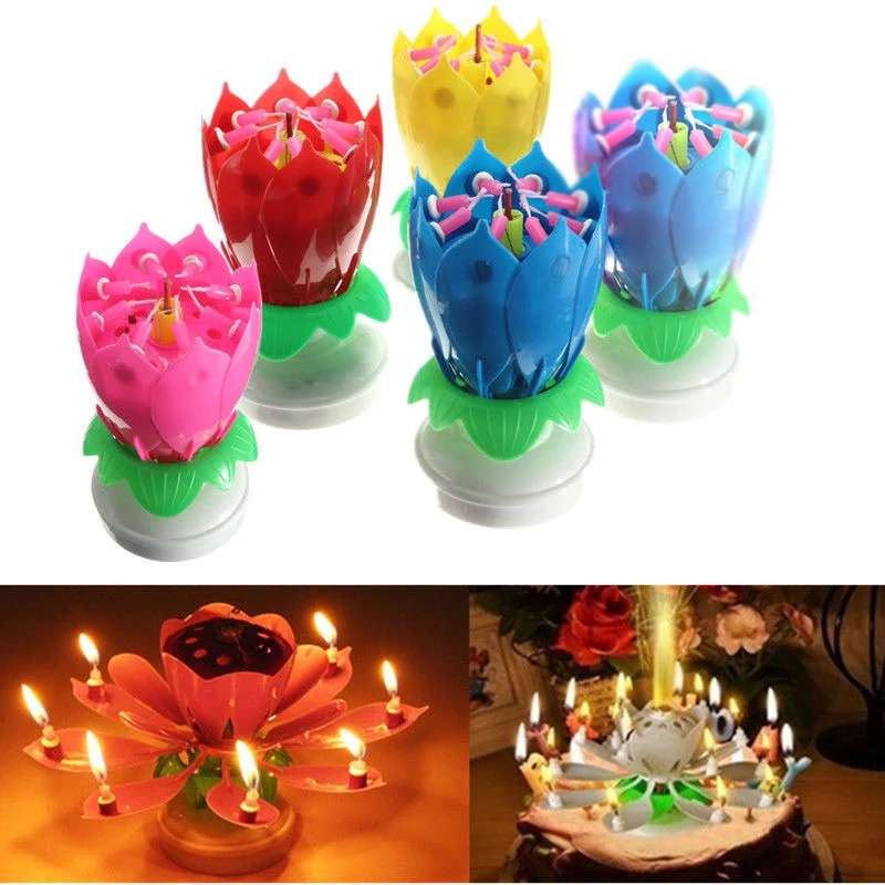 1pc Flower Christmas Birthday Decorative Candles Amazing Romantic Musical Lotus Rotating Happy Birthday Candles for Cake
1pc Flower Christmas Birthday Decorative Candles Amazing Romantic Musical Lotus Rotating Happy Birthday Candles for Cake