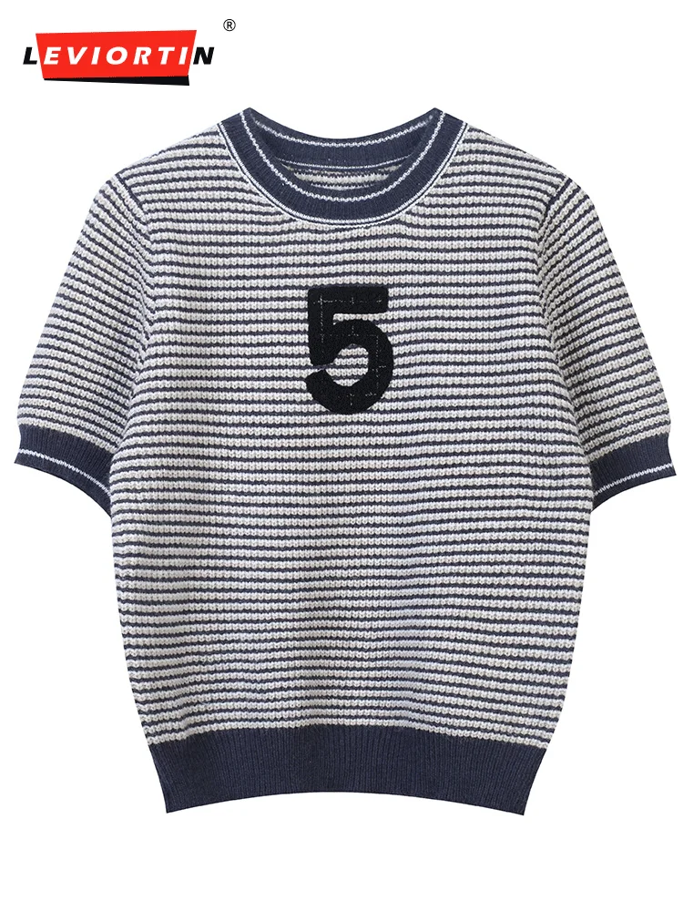 Korean Style 2022 New Black And White Stripe Embroidery Digital Versatile Slim Fit Short Sleeve Women's Knitted Tshirt
Korean Style 2022 New Black And White Stripe Embroidery Digital Versatile Slim Fit Short Sleeve Women's Knitted Tshirt