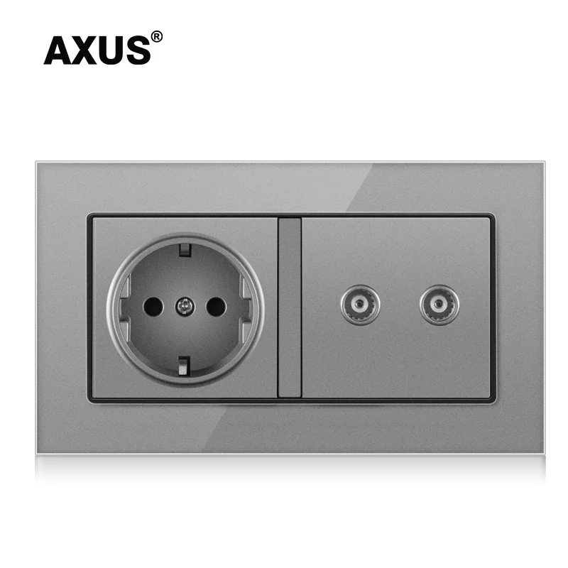 AXUS Luxury Utp Cat6 European Standard Wall Socket With TV And Telephone Gray Tempered Glass Gomputer Internet Rj45 /11 146*86mm
AXUS Luxury Utp Cat6 European Standard Wall Socket With TV And Telephone Gray Tempered Glass Gomputer Internet Rj45 /11 146*86mm