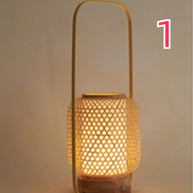 

LXV91803 Chinese ancient style desk lamp, Zen style study, bedroom, bedside, handmade bamboo woven atmosphere, small night light