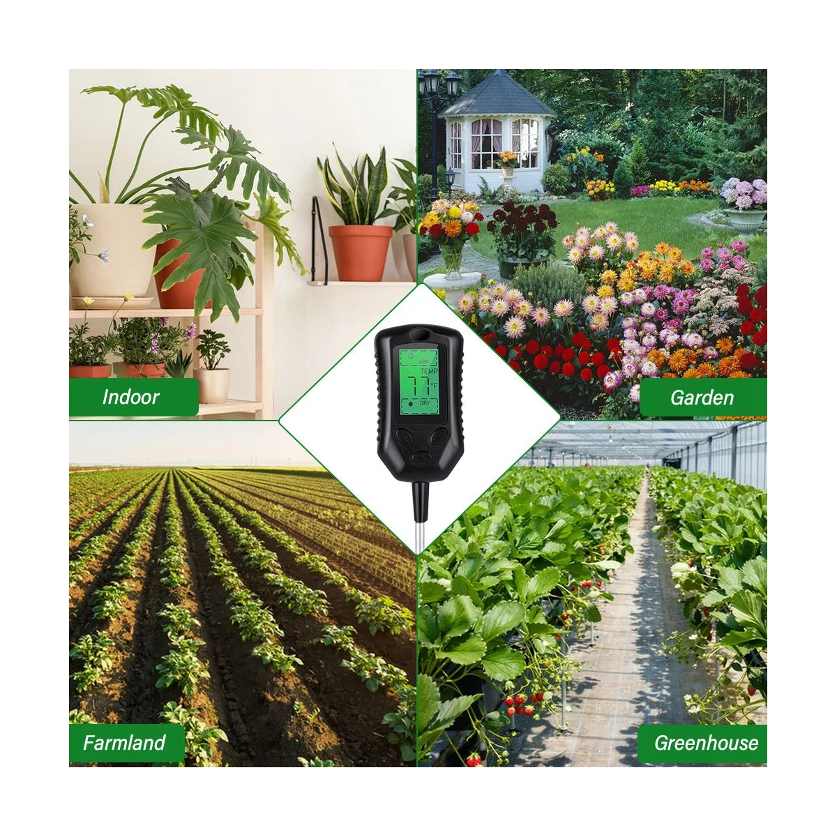 

4-In-1 Soil Meter PH/Moisture/Sunlight/Temperature Humidometer Acidity Monitor Gardening Planting Humidity Sensor Tester