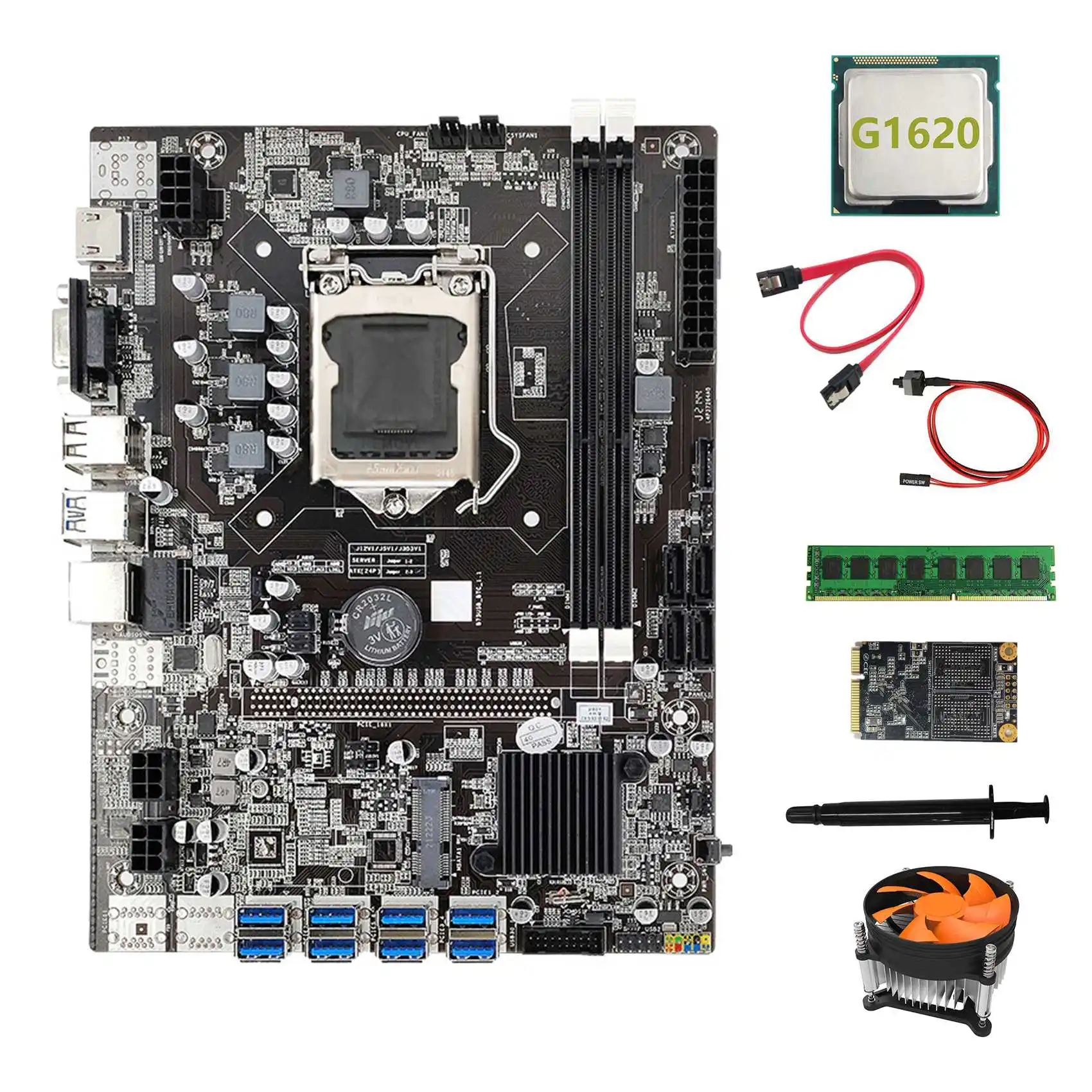 Материнская плата B75 BTC для майнинга 8XUSB3.0 + G1620 CPU + DDR3 4 Гб RAM + 128G SSD + вентилятор + кабель SATA + кабель переключателя + термопаста
Материнская плата B75 BTC для майнинга 8XUSB3.0 + G1620 CPU + DDR3 4 Гб RAM + 128G SSD + вентилятор + кабель SATA + кабель переключателя + термопаста
