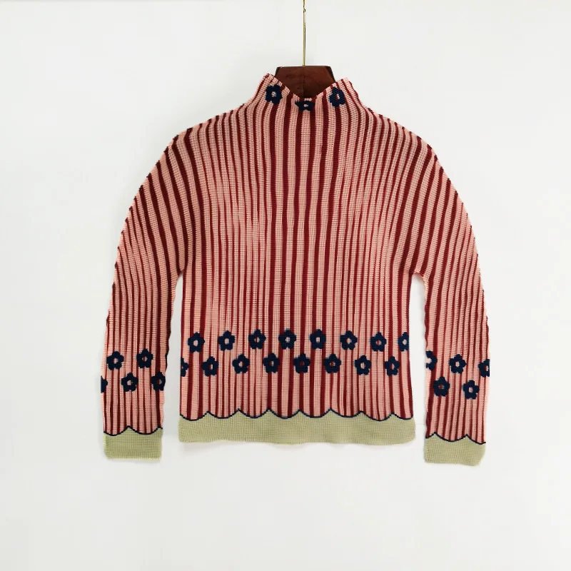 Miyake pleated striped bottoming shirt women's high-neck long-sleeved thin bottoming shirt T-shirt women's thin section
Miyake pleated striped bottoming shirt women's high-neck long-sleeved thin bottoming shirt T-shirt women's thin section