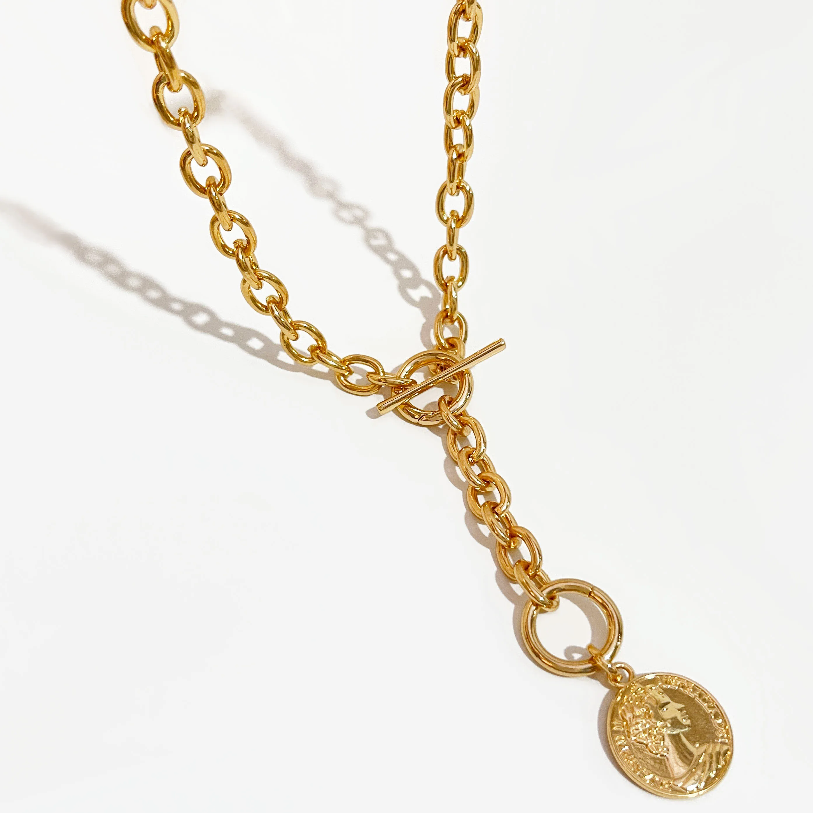 Peri'sBox Punk Coin Portrait Pendant Chunky Chain Necklace For Women OT Toggle Clasp Adjustable Lariat Y Necklaces Statement
Peri'sBox Punk Coin Portrait Pendant Chunky Chain Necklace For Women OT Toggle Clasp Adjustable Lariat Y Necklaces Statement