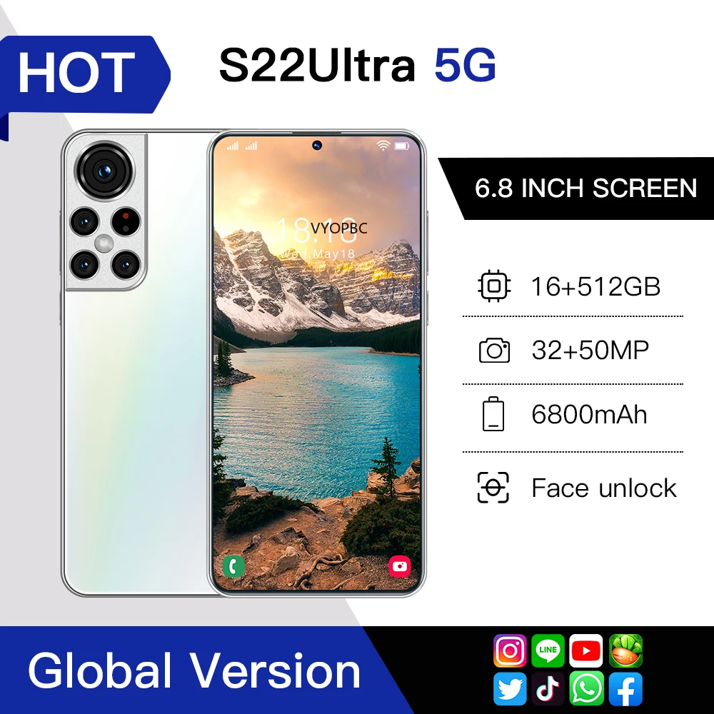 Новинка 512, смартфон S22, ультратонкий, 16 ГБ, 6,7 ГБ, разблокированный, разблокированный, номинальная версия 6000 дюйма, Android 10, мАч, мобильный телеф...
Новинка 512, смартфон S22, ультратонкий, 16 ГБ, 6,7 ГБ, разблокированный, разблокированный, номинальная версия 6000 дюйма, Android 10, мАч, мобильный телеф...