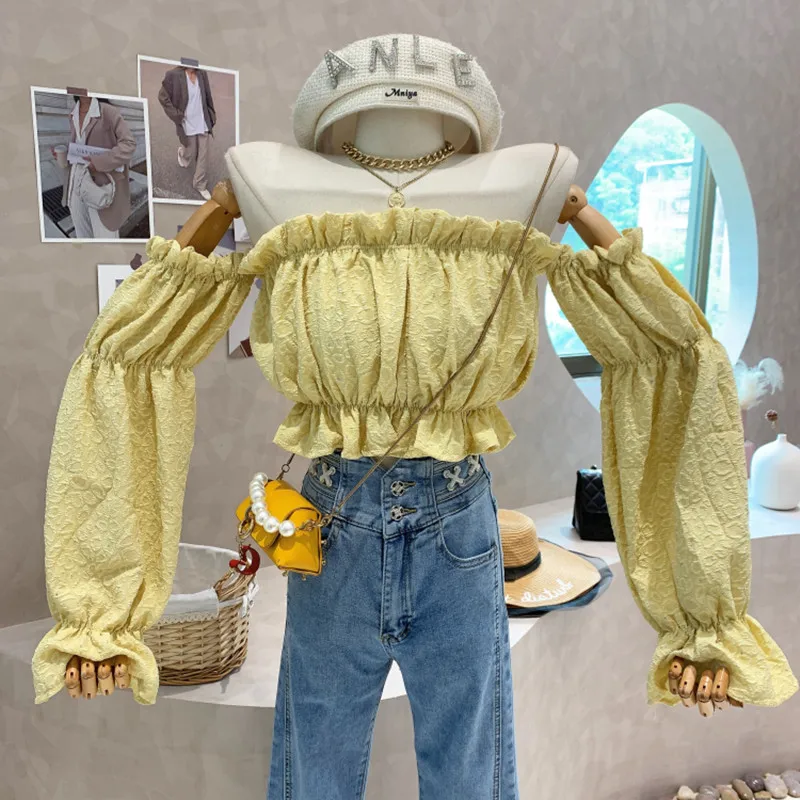 Niche Design New Women's Clothing 2022 Spring Design Off Shoulder Lantern Sleeve Fold Sweet Short Shirt Tops Feminine Blouses
Niche Design New Women's Clothing 2022 Spring Design Off Shoulder Lantern Sleeve Fold Sweet Short Shirt Tops Feminine Blouses