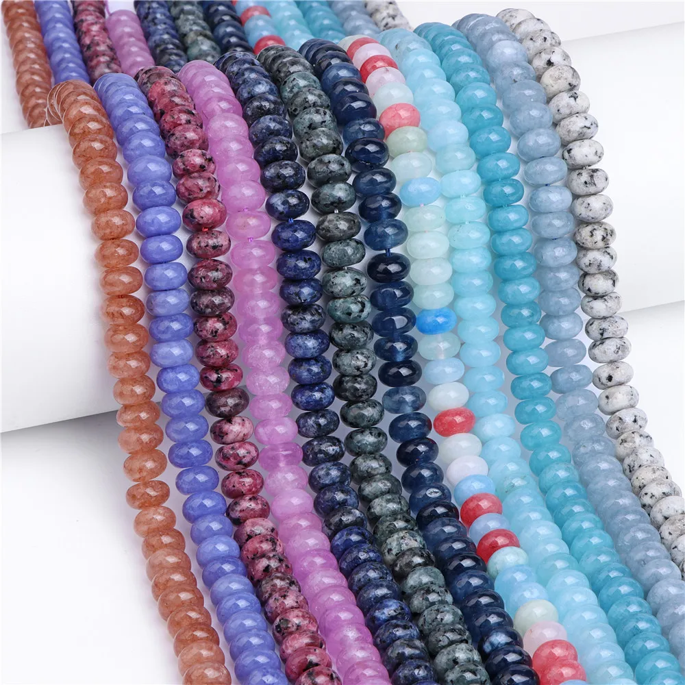 

Natural Stone Smooth Rondelle Beads Chalcedony Jades Rondelle Bead Abacus Loose Spacer Beads For DIY Necklace Earring Making