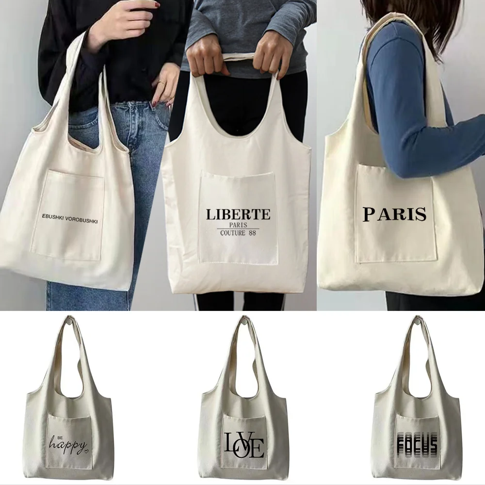 Shopping Bags Canvas Women‘s Tote Bag Pure Cotton Text Paris Street Print Handbags Eco Portable One-shoulder Shopping Bag
Shopping Bags Canvas Women‘s Tote Bag Pure Cotton Text Paris Street Print Handbags Eco Portable One-shoulder Shopping Bag