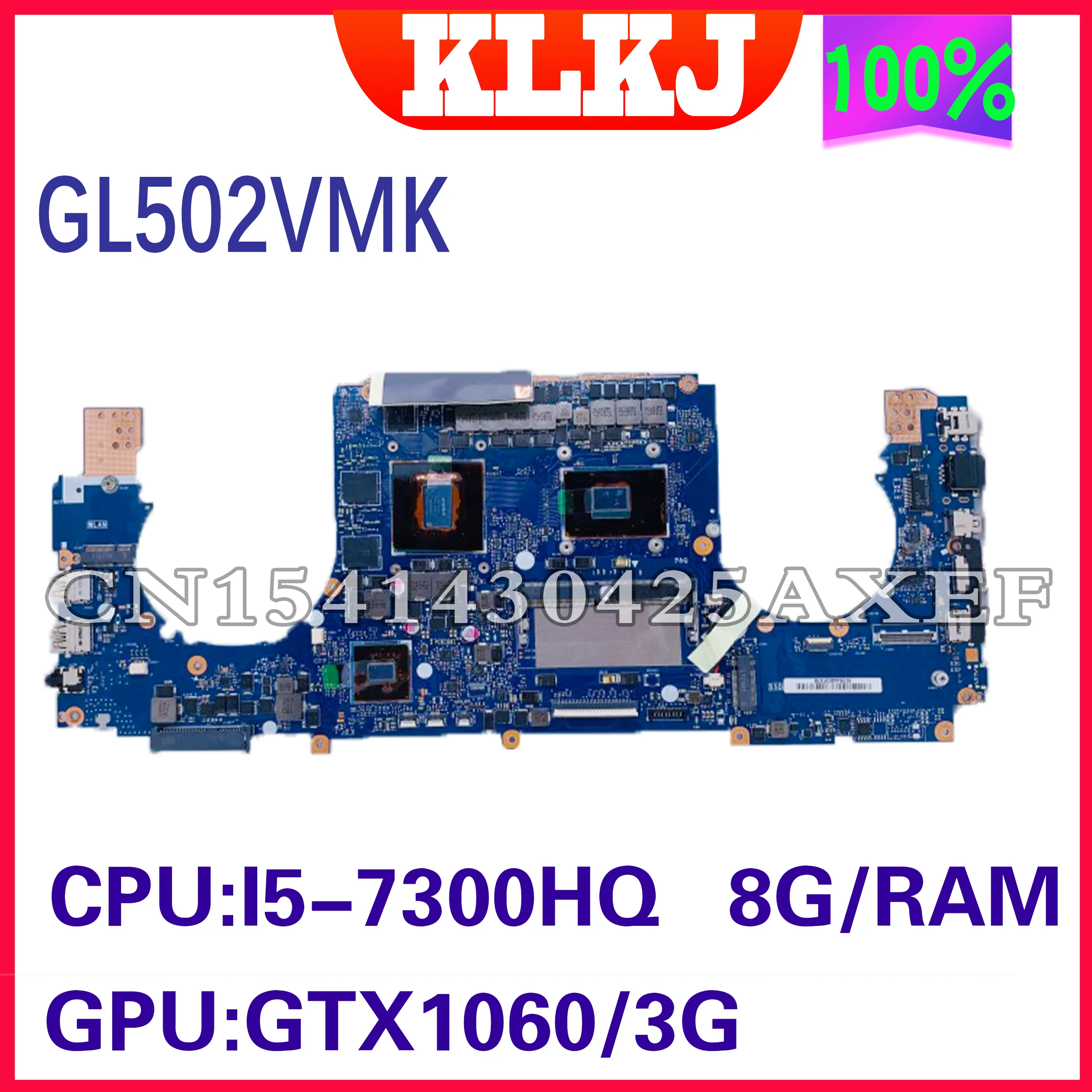 Dinzi GL502VMK For ASUS ROG GL502V GL502VM GL502VMZ GL502VM FX60V Laptop Motherboard with I5-7300HQ/8G GTX1060-3G 100% Working
Dinzi GL502VMK For ASUS ROG GL502V GL502VM GL502VMZ GL502VM FX60V Laptop Motherboard with I5-7300HQ/8G GTX1060-3G 100% Working