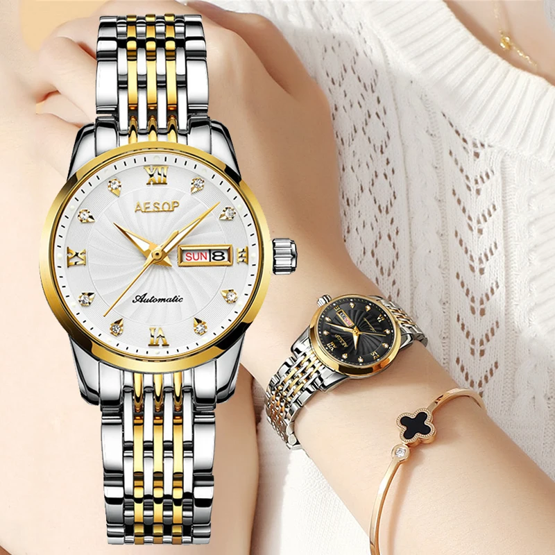 AESOP Brand Reloj Mujer Automatic Mechanical Sapphire Watch For Women Luxury Wristwatch Elegant Ladies Watches Japan Clock Watch
AESOP Brand Reloj Mujer Automatic Mechanical Sapphire Watch For Women Luxury Wristwatch Elegant Ladies Watches Japan Clock Watch