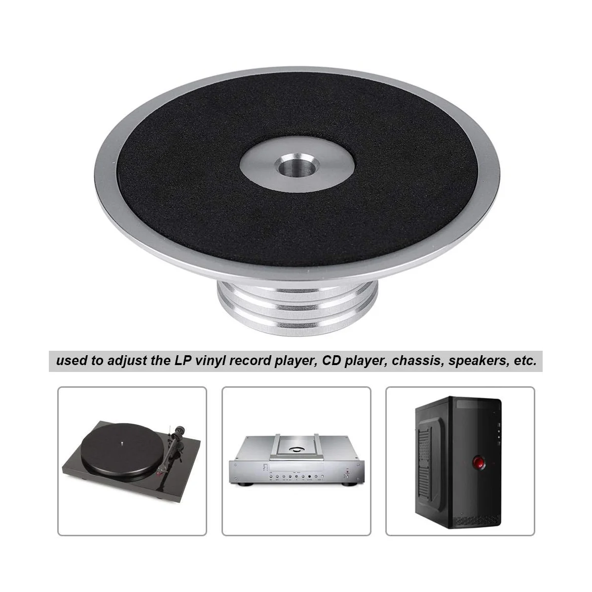 

Проигрыватель виниловых пластинок LP, сбалансированный металлический диск, стабилизатор веса, зажим, поворотный стол HiF Silver