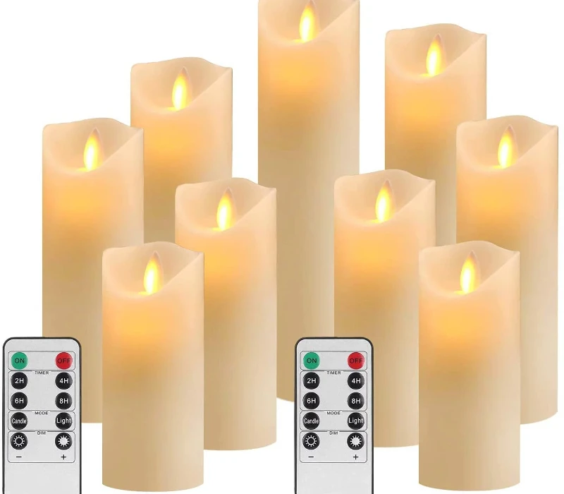 Flameless Candles 9 pack LED Lights Moving Wick Ivory Electric Pillar Battery Candles Real Wax Flicker Lights Votive Flames Remo
Flameless Candles 9 pack LED Lights Moving Wick Ivory Electric Pillar Battery Candles Real Wax Flicker Lights Votive Flames Remo