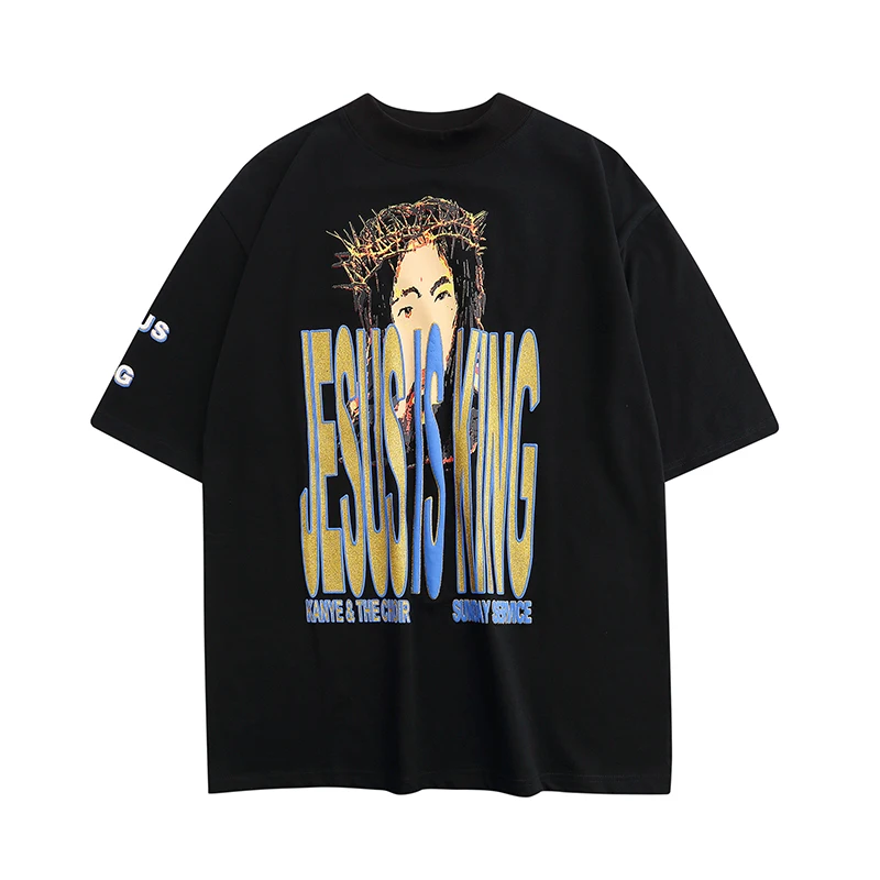2022ss JESUS IS KING Tee New York State Badge Kanye West T-shirt Sunday Service Men Women Oversized Tops Black Tee
2022ss JESUS IS KING Tee New York State Badge Kanye West T-shirt Sunday Service Men Women Oversized Tops Black Tee