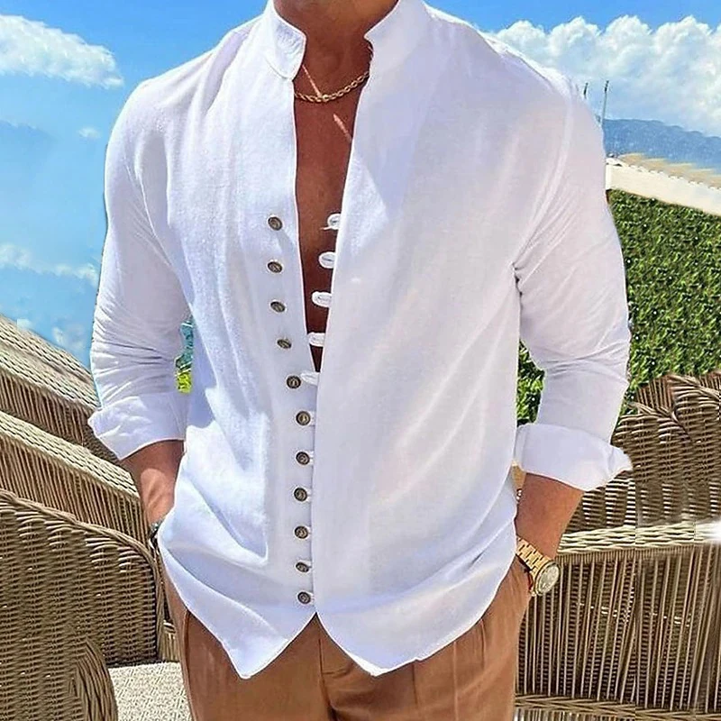 2023 New Men's Long-Sleeved Shirts Solid Color Stand-Up Collar Casual Style Plus Size Shirts Stand Collar Casual Cotton Tops
2023 New Men's Long-Sleeved Shirts Solid Color Stand-Up Collar Casual Style Plus Size Shirts Stand Collar Casual Cotton Tops