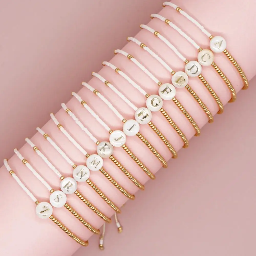 Go2boho Name Bracele Beads Shell Charm Initial A-Z Letter Bracelet Gold Color Dainty Bracelets Jewelry for Women Pulsera
Go2boho Name Bracele Beads Shell Charm Initial A-Z Letter Bracelet Gold Color Dainty Bracelets Jewelry for Women Pulsera