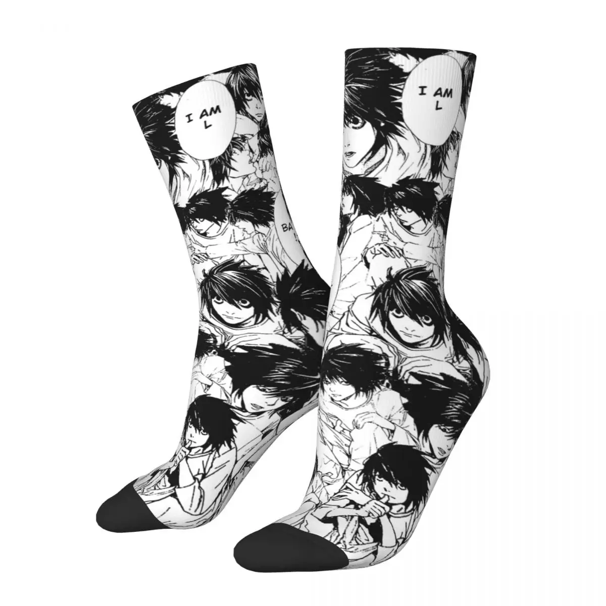 Новинка мужские носки повседневные носки Death Note Lawliet коллаж из полиэстера Shinigami аниме спортивные женские Искусственные осенне-зимние