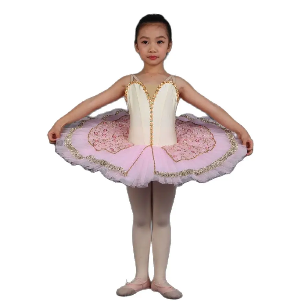 

BLL231 Pink Ballet Dance Tutu Dress Spandex Bodice with 7 Layers Pleated Tulle Pancake Tutu for Girls Professional Ballet Tutus