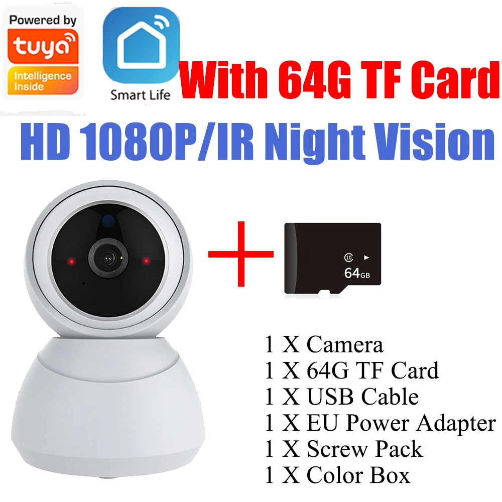 Умная IP-камера видеонаблюдения с ИК-подсветкой и функцией ночного видения, 1080P
Умная IP-камера видеонаблюдения с ИК-подсветкой и функцией ночного видения, 1080P