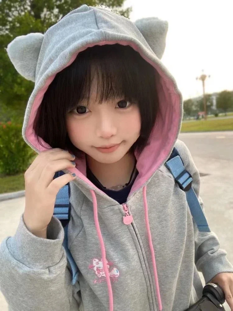 Y2k Korean Acubi Japanese Bear Ears Zip Up Hoodie Kawaii Hooded Gary Top Cute Hoodies Tshirt Sweatshirts Women Clothes Oversized 
Y2k Korean Acubi Japanese Bear Ears Zip Up Hoodie Kawaii Hooded Gary Top Cute Hoodies Tshirt Sweatshirts Women Clothes Oversized