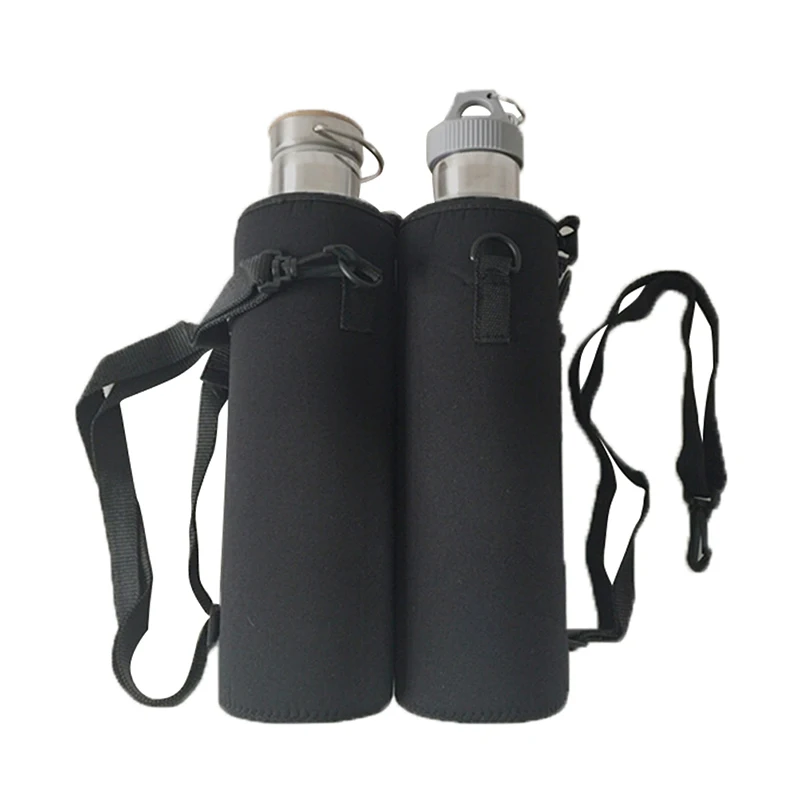 

1000ML Black Water Bottle Cover Bag Pouch w/Strap Neoprene Water Bottle Carrier Insulated Bag Pouch Holder Shoulder Strap