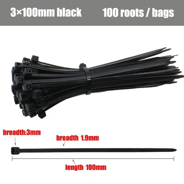 Самоблокирующаяся пластиковая нейлоновая стяжка, 100 шт., черная 5X300 кабельная стяжка, крепежное кольцо 3X200, кабельная стяжка на молнии, ремешок, набор нейлоновых кабельных стяжек
Самоблокирующаяся пластиковая нейлоновая стяжка, 100 шт., черная 5X300 кабельная стяжка, крепежное кольцо 3X200, кабельная стяжка на молнии, ремешок, набор нейлоновых кабельных стяжек