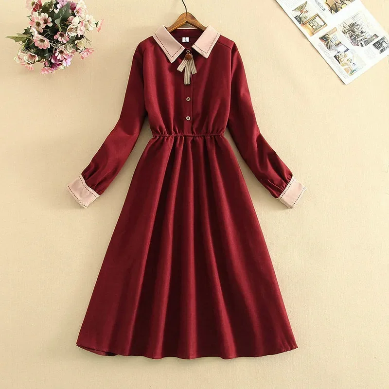 Elegant Dress Women Spring Autumn Long Sleeve Vintage Dress Female Clothes Turn Down Collar Bow Tie Office Lady Dress Vestidos
Elegant Dress Women Spring Autumn Long Sleeve Vintage Dress Female Clothes Turn Down Collar Bow Tie Office Lady Dress Vestidos