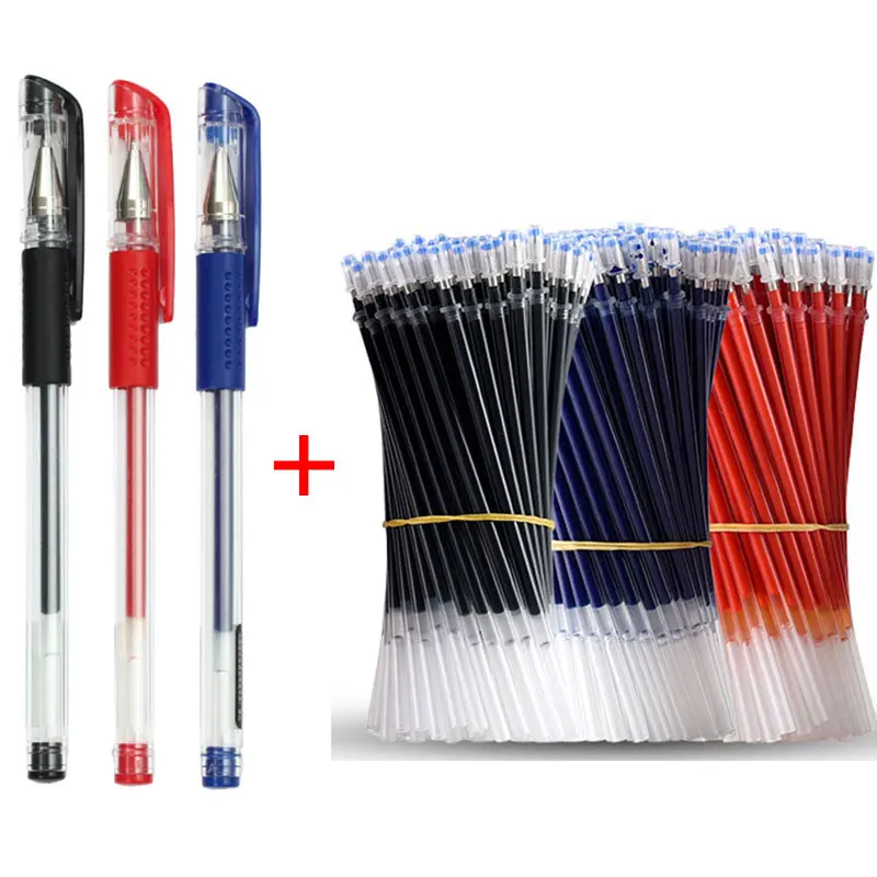 

3+20Pcs/Set Ballpoint Pen Gel Pens Refill Set Black Blue Red Ink Bullet Tip 0.5mm Journal Writing School Supplies Stationery