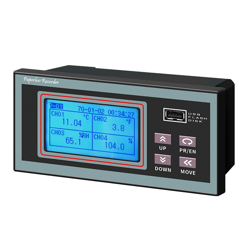 

LCD дисплей MODBUS-RTU Rs232 Rs485 многофункциональный промышленный 16-канальный Мини Синий безбумажный регистратор, регистратор данных о температуре