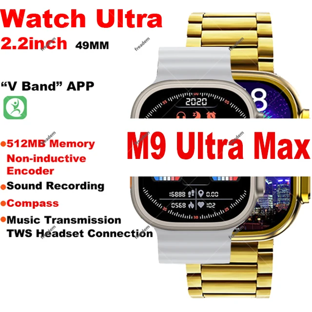 

M9 Ultra Max Smart Watch Men 49mm Wireless Charging Bluetooth Call Compass GPS Tracking Store Music PK Hello Watch Smart Watch