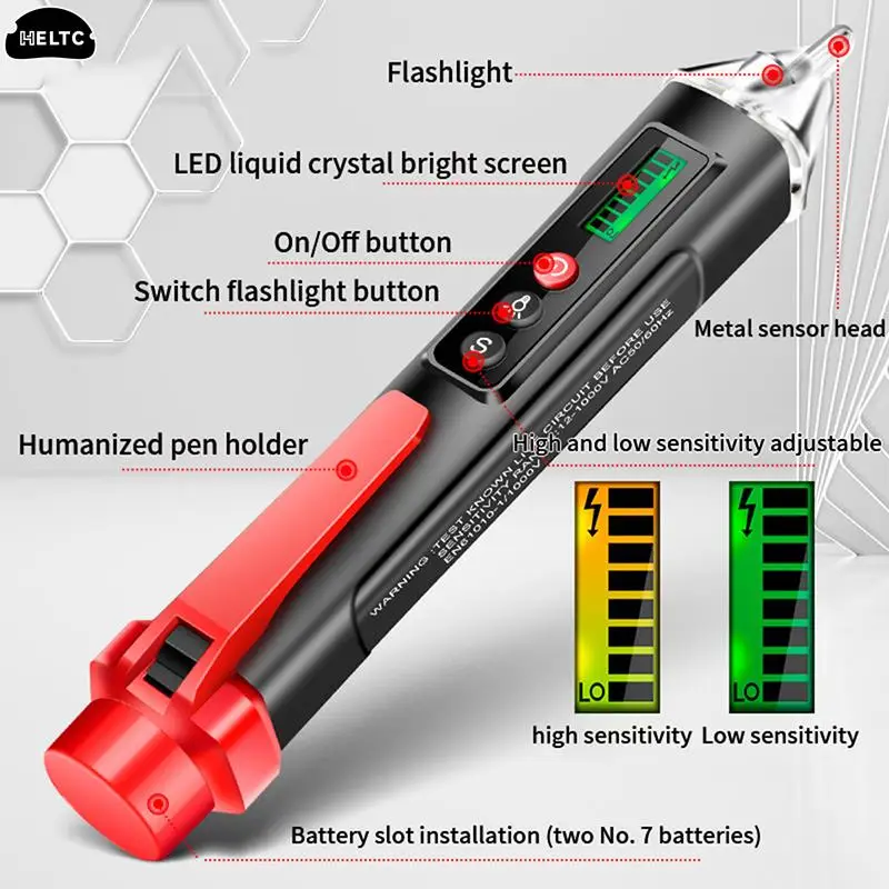 Intelligent Non-contact Voltage Tester 12-1000V AC/DC Pen Circuit Electric Indicator Home AC/DC Pen Circuit Electric Indicator
Intelligent Non-contact Voltage Tester 12-1000V AC/DC Pen Circuit Electric Indicator Home AC/DC Pen Circuit Electric Indicator