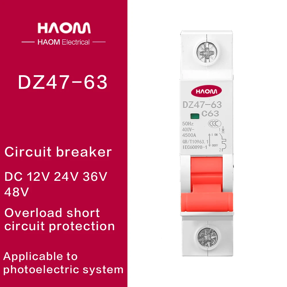HAOM Smart Miniature DC Circuit Breaker Mini Home Office Store Circuit Protection Din Rail Mounting Overload Short Air Switch
HAOM Smart Miniature DC Circuit Breaker Mini Home Office Store Circuit Protection Din Rail Mounting Overload Short Air Switch