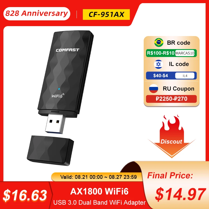 Comfast USB WiFi адаптер 2 4 ГГц/5 ГГц 150Mbps-1800Mbps беспроводной двухдиапазонный приемник AC