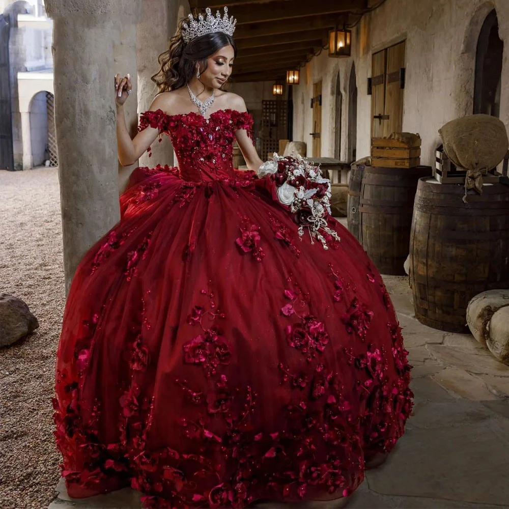 Haute Couture Red Handmade Flowers Ball Gown Quinceanera Dresses Off The Shoulder Appliques Lace Vestido De 15 Anos Sweet 16
Haute Couture Red Handmade Flowers Ball Gown Quinceanera Dresses Off The Shoulder Appliques Lace Vestido De 15 Anos Sweet 16