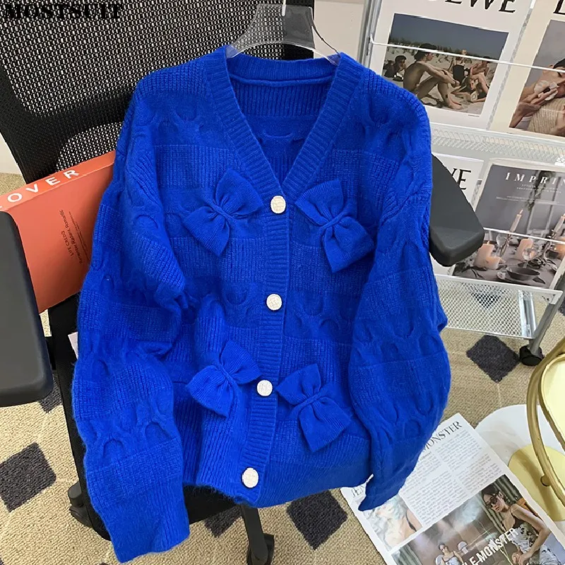 Bowtie Chic Knitted Cardigan Sweater Women 2022 Autumn Winter Long Sleeve V-neck Loose Top Coat Elegant Fashion Ladies Jumpers
Bowtie Chic Knitted Cardigan Sweater Women 2022 Autumn Winter Long Sleeve V-neck Loose Top Coat Elegant Fashion Ladies Jumpers