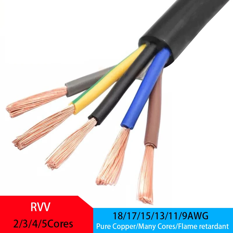 Кабель питания RVV 3 метра 2/3/4/5 ядер 18 17 15 13 11 9AWG, провод управления сигналом, медный изолированный черный силовой кабель с ПВХ-оболочкой
Кабель питания RVV 3 метра 2/3/4/5 ядер 18 17 15 13 11 9AWG, провод управления сигналом, медный изолированный черный силовой кабель с ПВХ-оболочкой