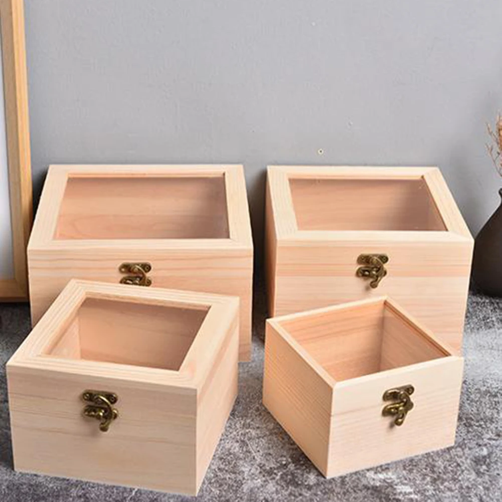 Wooden Storage Box Plain Wood Boxes With Clear Lid Multifunction Square Hinged Craft Gift Box Wooden Jewelry Storage Organizer
Wooden Storage Box Plain Wood Boxes With Clear Lid Multifunction Square Hinged Craft Gift Box Wooden Jewelry Storage Organizer