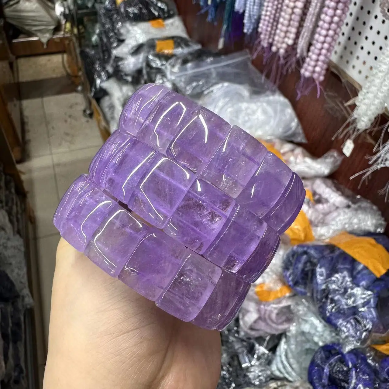 

Натуральный драгоценный камень AAA Качество квадратный Лавандовый фиолетовый нефритовый браслет камень ювелирные изделия браслет для женщин для мужчин в подарок оптовая продажа!