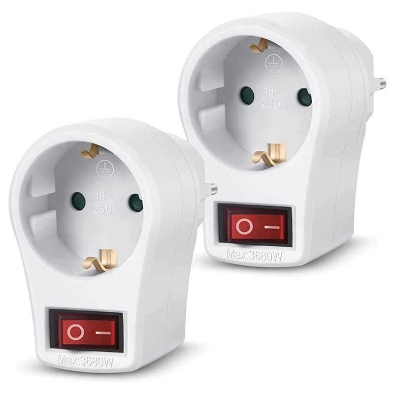 2 шт., европейские розетки с выключателем, 16 А 
2 шт., европейские розетки с выключателем, 16 А