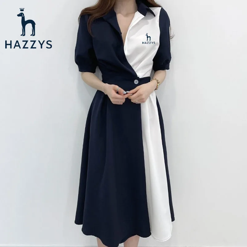 HazzysWomen's skirt chic summer French lapel design with contrasting colors, one button waist closure, short sleeved dress
HazzysWomen's skirt chic summer French lapel design with contrasting colors, one button waist closure, short sleeved dress