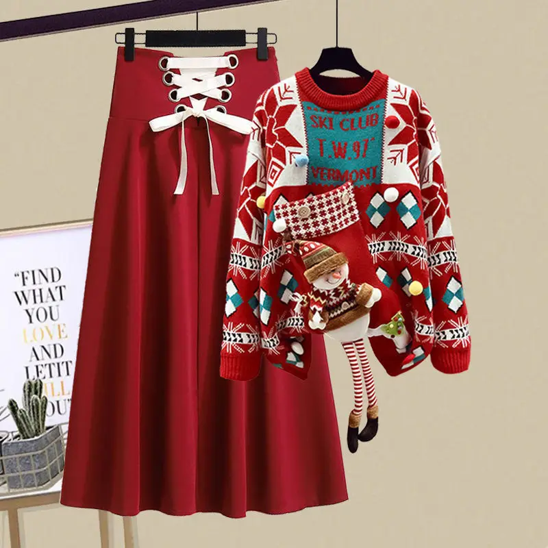 Large Women's Winter Suit Women's 2022 New Style Meat Mask Slim Christmas Red Sweater Waist Skirt Two Piece Set
Large Women's Winter Suit Women's 2022 New Style Meat Mask Slim Christmas Red Sweater Waist Skirt Two Piece Set