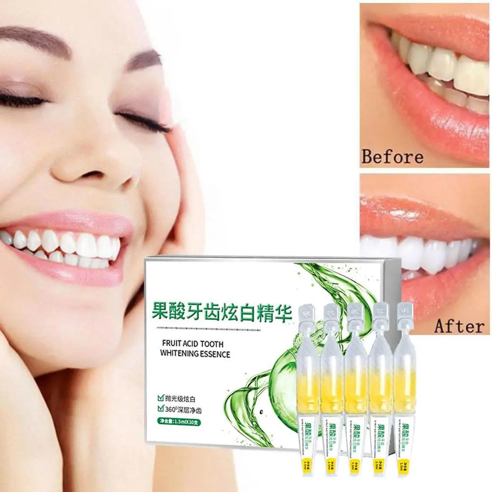 

Teeth Whitening Essence 10 Pcs Deep Cleaning Natural Ampoule Toothpaste Teeth Whitener Teeth Oral Hygiene Care Mint Flavor