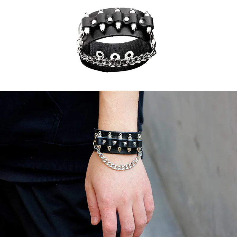 

Punk Gothic PU Leather Studded Bracelets for Women Adjustable Goth Men Cuff Bracelet Rivet Buckle Wristband Party Jewelry Unisex