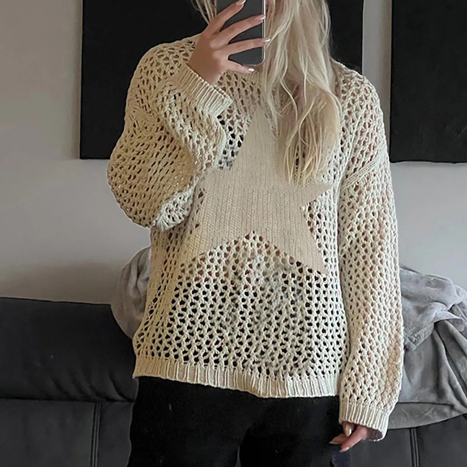 Women's Long Sleeve Fashionable Solid Color Stylish Loose Casual Knit Sweater Cutouts Tops Sweaters Women for Work
Women's Long Sleeve Fashionable Solid Color Stylish Loose Casual Knit Sweater Cutouts Tops Sweaters Women for Work