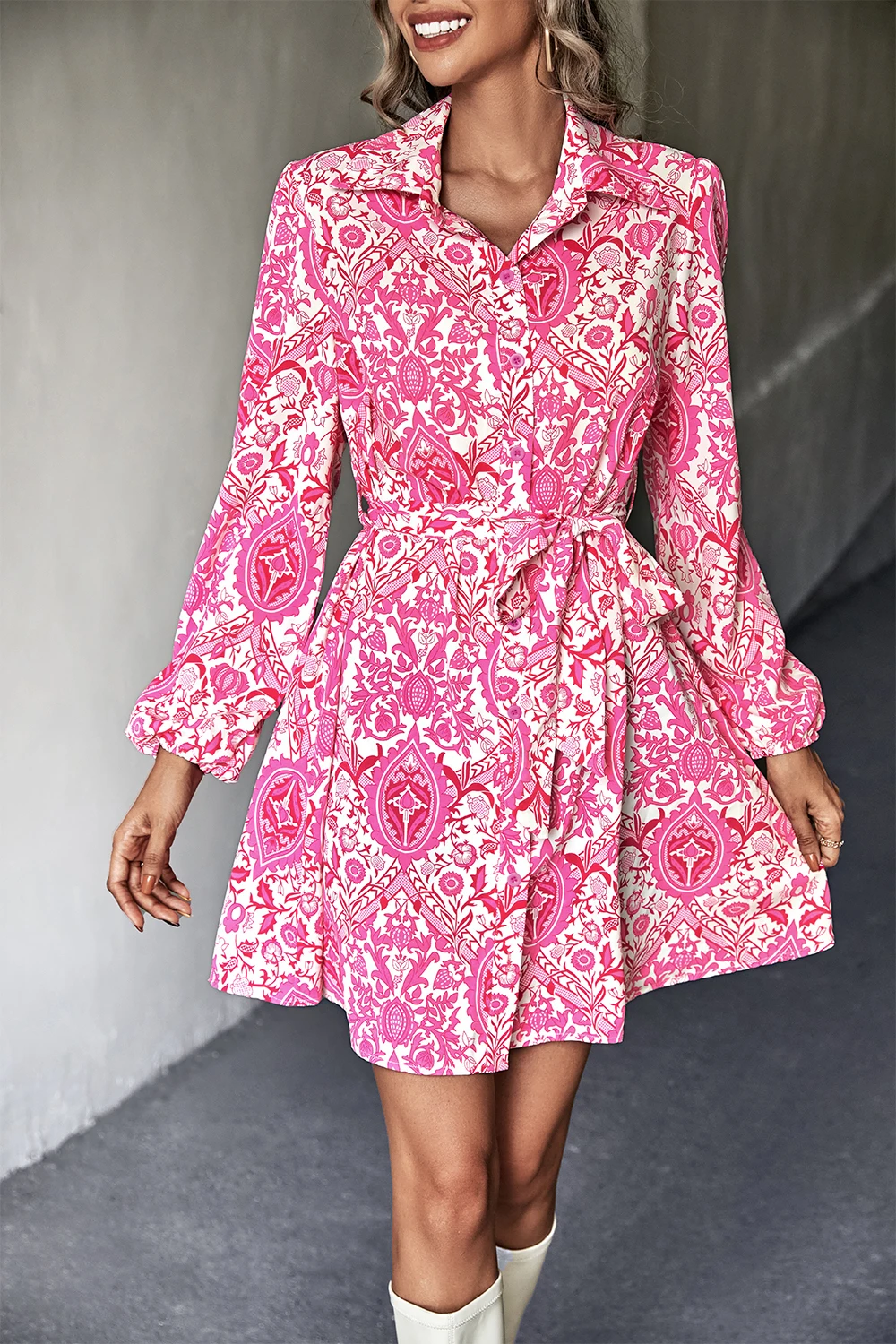 Cherry Invasion Autumn Winter Women Turn Down Collar Printed Loose Knee Length Chiffon Long Sleeve Dress
Cherry Invasion Autumn Winter Women Turn Down Collar Printed Loose Knee Length Chiffon Long Sleeve Dress