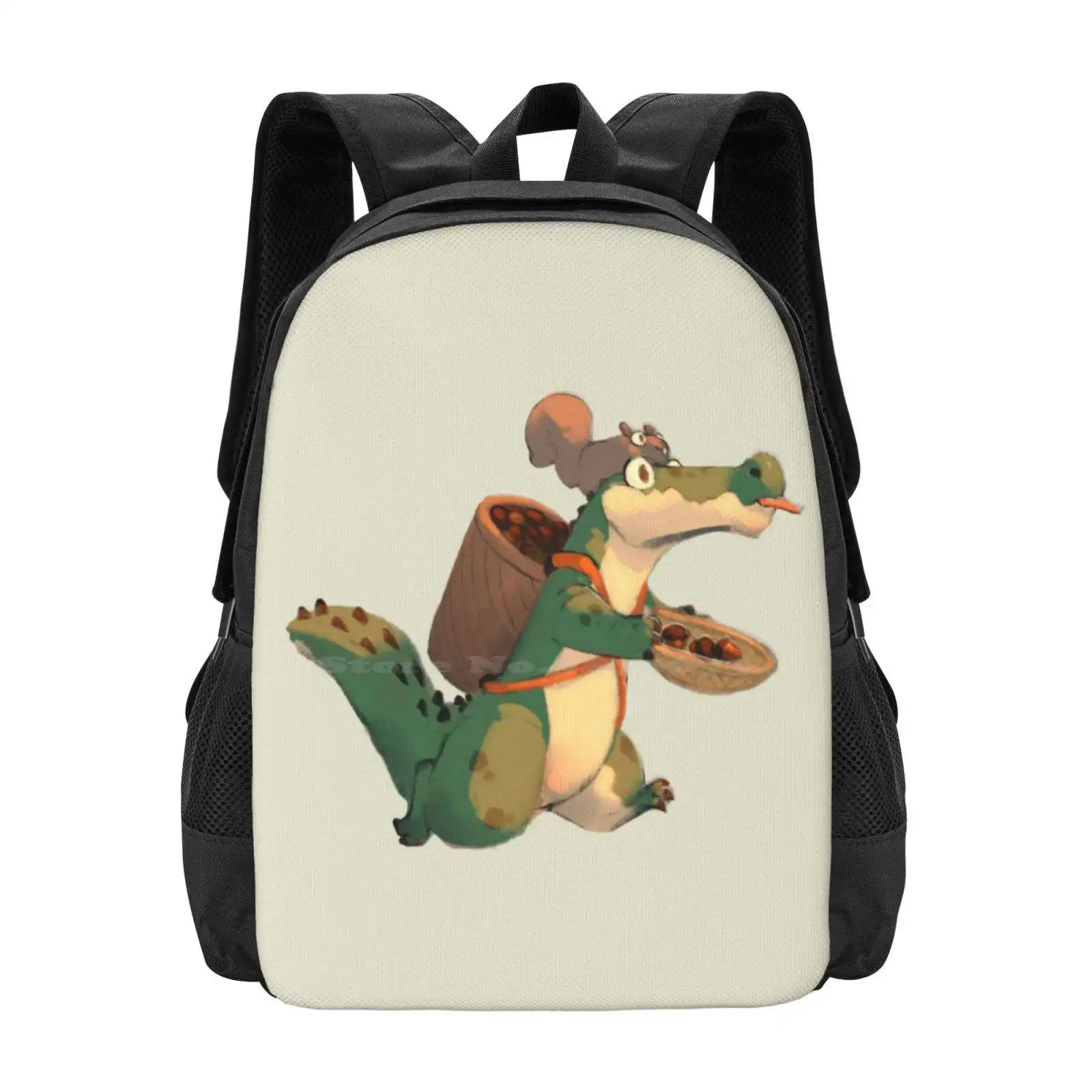 

Crocodile Gathers Chestnuts Pattern Design Laptop Travel School Bags Pet Hungry Food Cute Pastel Chibi Colorful Funny Baby