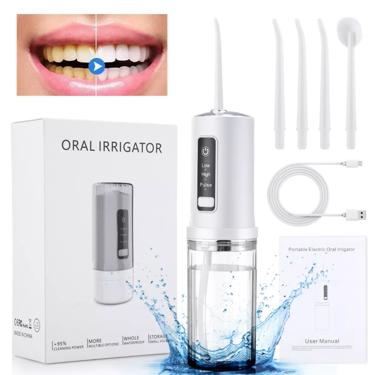 3 Modes Portable Oral Irrigator 230ml Collapsible Dental Water Flosser USB Charge Irrigator Dental Water Floss Tip Teeth Cleaner
3 Modes Portable Oral Irrigator 230ml Collapsible Dental Water Flosser USB Charge Irrigator Dental Water Floss Tip Teeth Cleaner