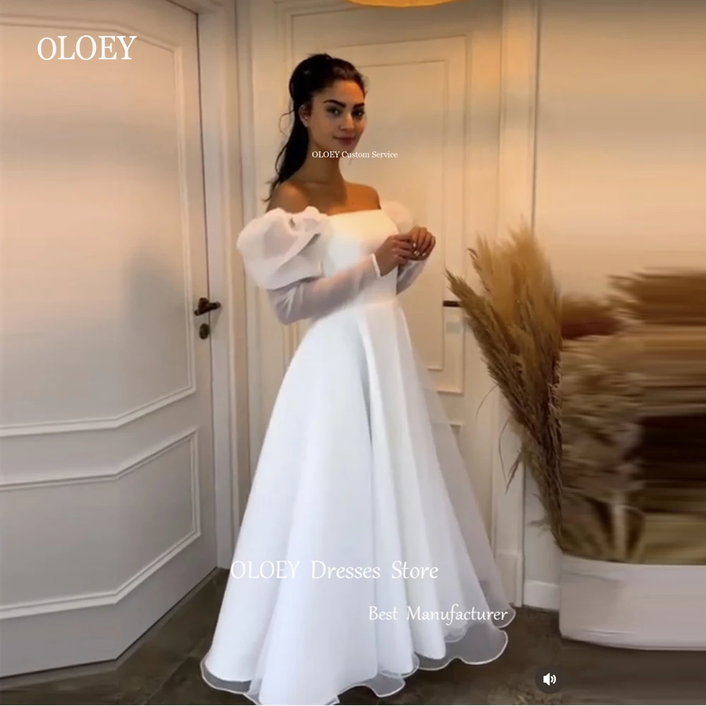 OLOEY Simple A Line Organza Wedding Dresses Strapless Puff Long Sleeves Ankle Length Bridal Gowns Bride Formal Party Dress
OLOEY Simple A Line Organza Wedding Dresses Strapless Puff Long Sleeves Ankle Length Bridal Gowns Bride Formal Party Dress